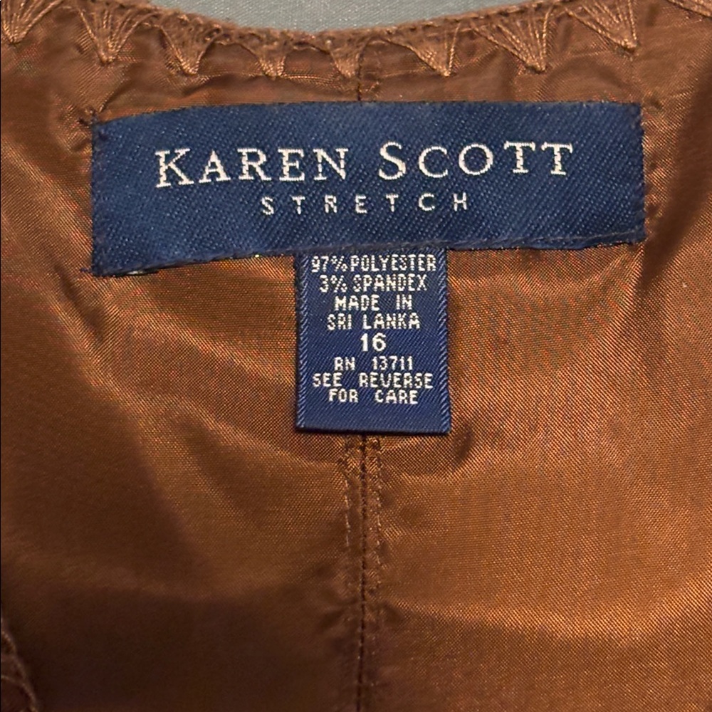 Karen Scott Stretch Brown Vest, Size 16 - Picture 2 of 8